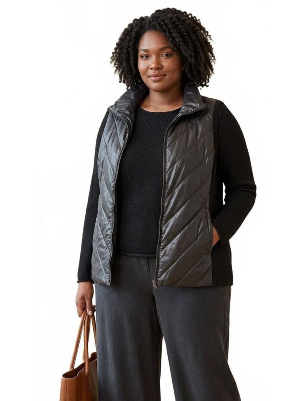 Eileen Fisher women's size 2X Black Puffer / Quilted Vest